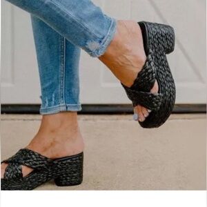 Matisse Black Woven Platform Sandals
